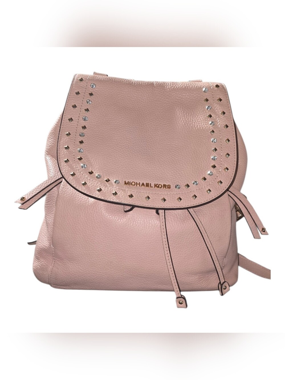 MICHAEL KORS Riley Blush Pink Studded Leather Backpack - Picture 2 of 9